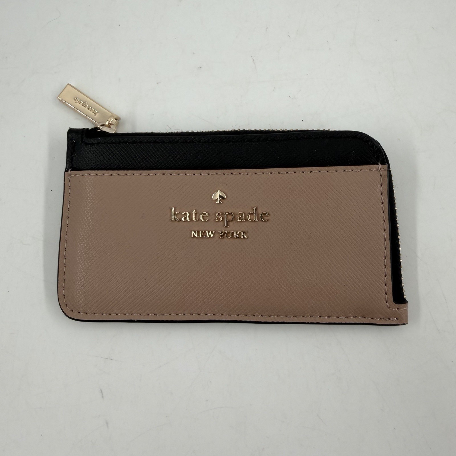 NEW! Kate Spade Madison Saffiano Leather Top Zip Card Holder - Toasted Hazelnut