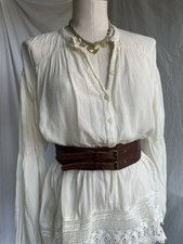 J.Crew Double Buckle Wide Genuine Leather Waist Belt   Size M