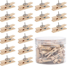 50Pcs Wooden Clips Push Pins Tacks for Cork Board Artwork for Crafts Arts Projec