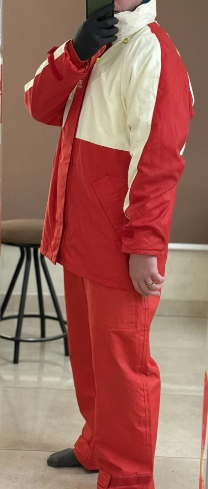 Chaqueta y pantalón vintage Helly Hansen Seawear, talla L/XL, impermeable, rojo Foto 3 de 4