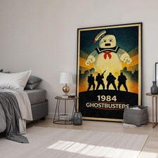 Ghostbusters Retro Minimal Movie Art Print | Film Poster | Canvas & Framed