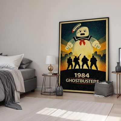 Ghostbusters Retro Minimal Movie Kunstdruck | Filmposter | Leinwand & gerahmt