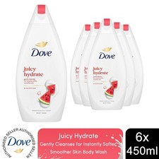 Image of Dove Juicy Hydrate Body Wash Watermelon Moisturising Gentle Cleansing 450ml, 6pk