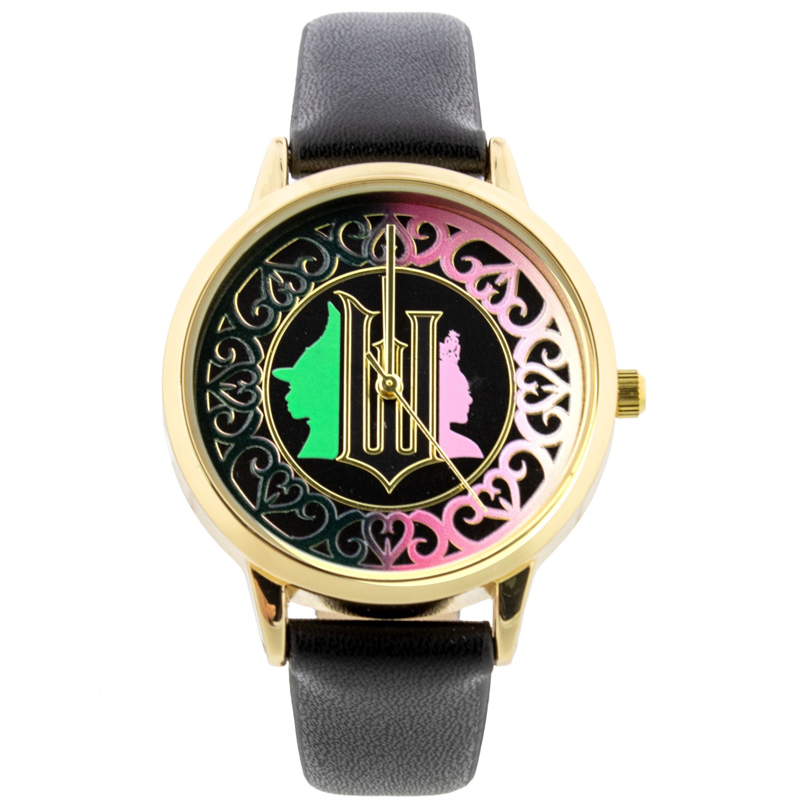 Wicked Analog Gold-Rimmed Face Watch with Black Straps Multi-Color