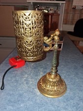 Dispenser tazza Dixie vintage ornato filigrana metallo tono ottone bagno vanità