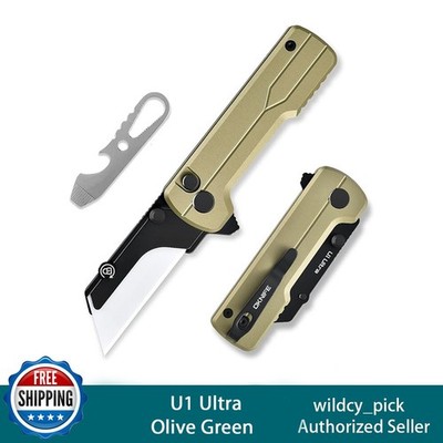 OKNIFE U1 Ultra Pocket Folding ButtonLock Utility Knife Ceramic Blade OliveGreen