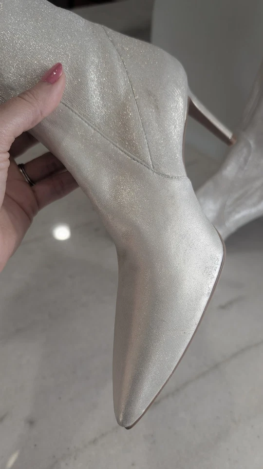 Stuart Weitzman Stuart 75 новый без коробки серебро 3» каблук эластичной ботинок женский размер 6 - Изображение 4 из 4