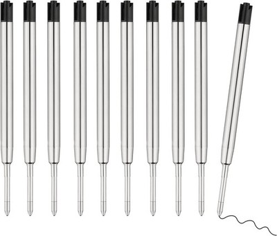 10Pc Ballpoint Pen Refills Black Ink 1mm Medium Tip Parker Style