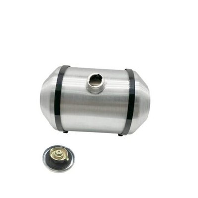 JSD 5 Gallons 10'' x16'' Aluminum Spun Round Gas Tank Fuel Tank 1/2'' NPT Outlet 