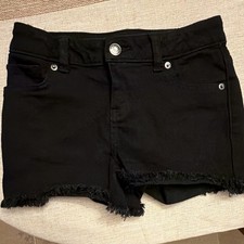 Cat Jack Girls Black Stretch Denim Cut-Off Shorts M 7/8 Pockets