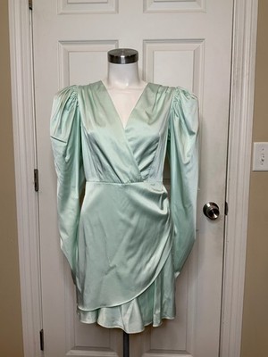 Rotate Birger Christensen Sea Green Puff Sleeve Aiken Cocktail Dress NWT, Size 2