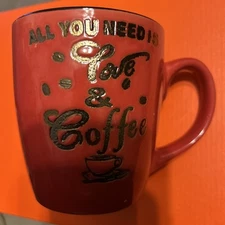 Royal Norfolk Coffee Mug All You Need Is Love & Coffee Red Ceramic Coffee Mug