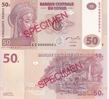 Congo 50 Francs 2007 P 97 KC-L Specimen UNC