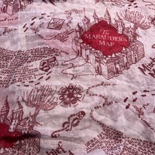 Harry Potter Marauder's Map Infinity Scarf Red And Beige 24" x 35" 70" around 