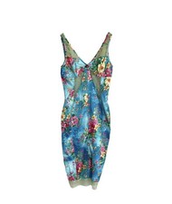 Dolce & Gabbana Rare Vintage Blue&Multicolor Floral Body-con Cutout Lace Dress.