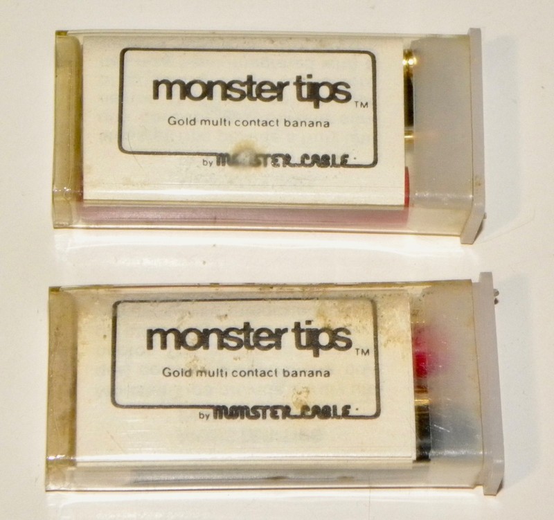 LOT ~ 2 Sets Monster Cable MONSTER TIPS Gold Multi Contact Banana Speaker Plugs