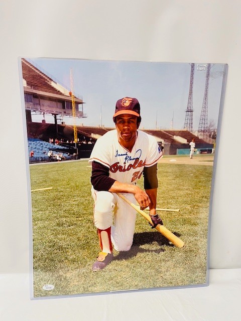 Frank Robinson Autographed Signed Baltimore Orioles 16x20 Protected Photo, JSA 