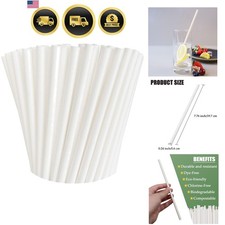 100 Pack Paper Straws White Biodegradable co-Friendly Drinking Bulk for Party...