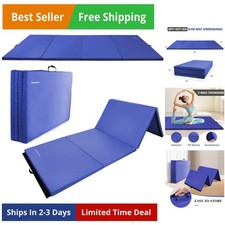 Folding Exercise 4'x  8'x2" Gym Workout Mat with Carrying Handles High-Density...