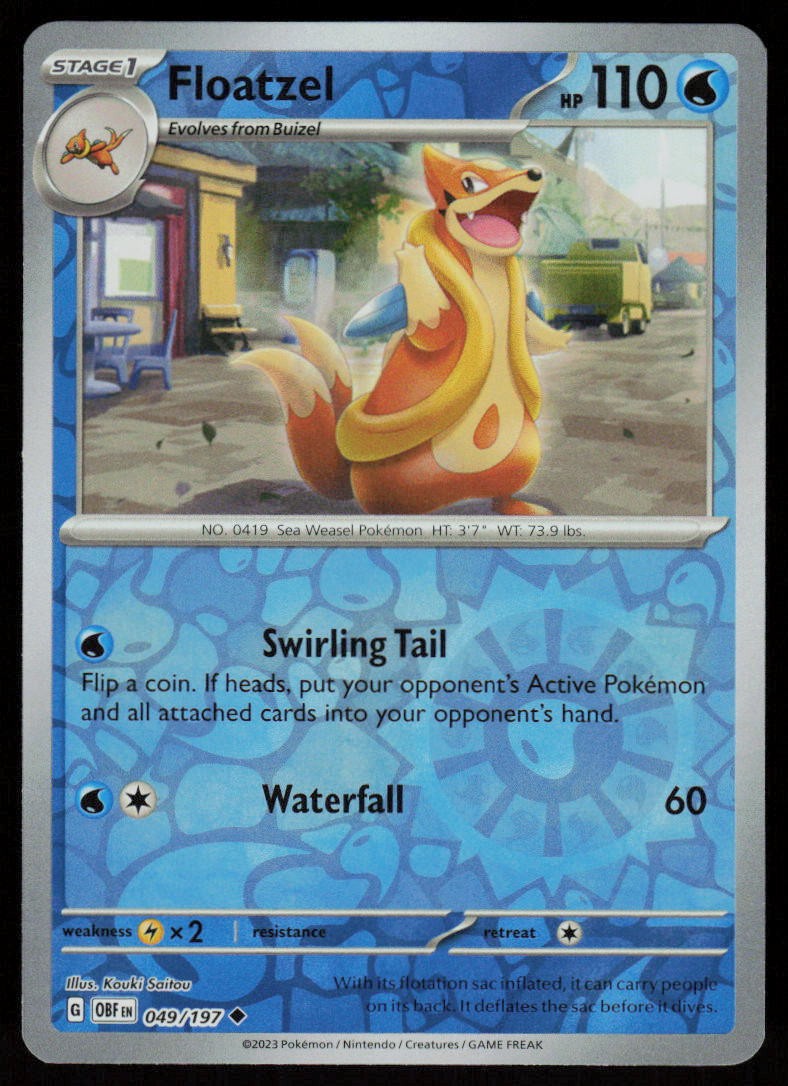 Floatzel 049/197 Uncommon Obsidian Flames Pokemon Reverse Holo Near Mint