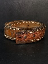Vintage Tooled Leather Bradley Engraved Belt Rustic Western Design Size 30