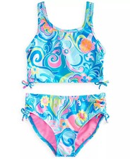 Breaking Waves Big Girls 2-Piece Retro Floral Print Swimsuit Size 16