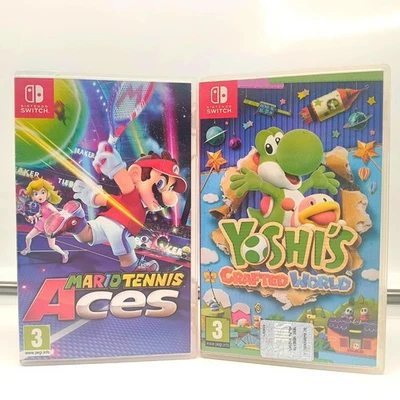 2 CUSTODIE VUOTE NINTENDO SWITCH - MARIO TENNIS ACES - YOSHI'S CRAFTED WORLD
