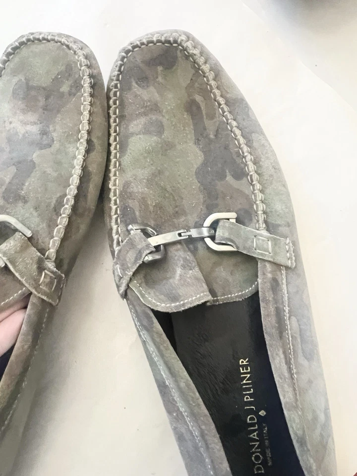 Zapatos Mocasines Donald J. Pilner Para Hombres Horsebit Veeda Marrón Gamuza Dorado Talla 13 M Foto 4 de 4