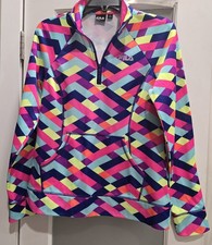Fila Sport Multicolor 1/4 Zip Pullover Jacket, Turtleneck, Front Pocket/Pouch, S