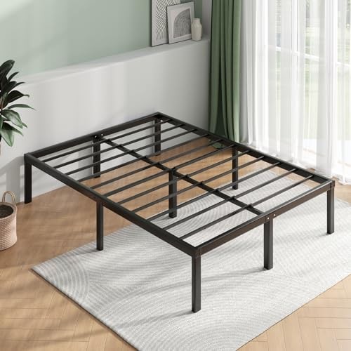, 14 Inch Metal Platform Bed Frame Queen Size With Storage