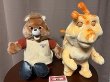 Teddy Ruxpin and Grubby Plush Toys Animatronic Tape Player, 1985 VTG- Not Tested