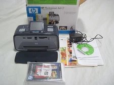 HP Photosmart A617 Digital Photo Inkjet Printer+ Photo Paper Powers On Untested