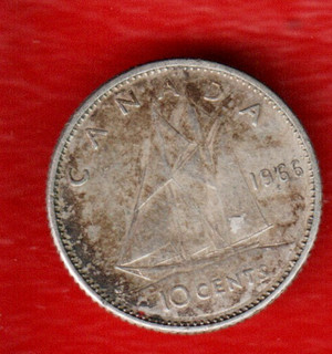 CANADA 10 CENTS 1966 SILVER