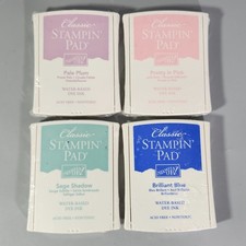 Stampin Up Classic Ink Pad Lot of 4 Sage Shadow Pale Plum Brilliant Blue Pink
