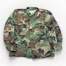 Vtg Army Shirt Mens Large Reg Woodland Camo Field Utility Combat BDU Military