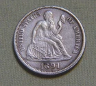 1891 United States Seated Liberty Silver Dime - XF Choice High Grade - Lot 219