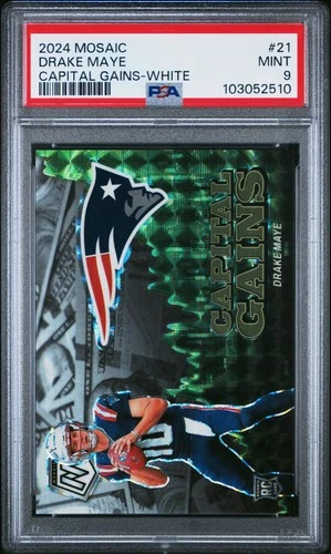 2024 PANINI MOSAIC CAPITAL GAINS WHITE #21 DRAKE MAYE 19/25 PSA 9