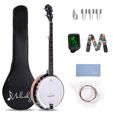 5 String Banjo - Full Size with 24 Brackets, Closed Back, Mahogany, Geared 5t...