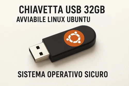 Chiavetta USB 32gb Avviabile Linux Ubuntu 25.04 Sistema Operativo Sicuro