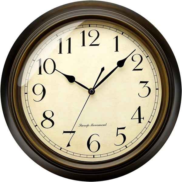 Wanduhr Metall 33Cm Retro Klassisch Ruhig Batteriebetrieben Arabische Ziffern-image