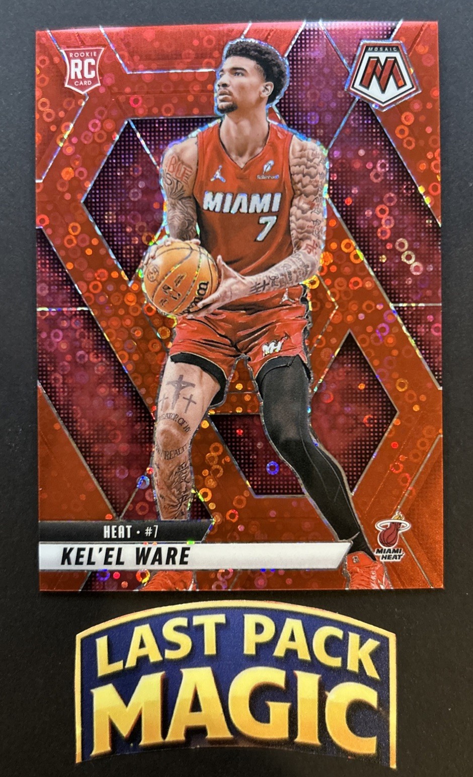 2024-25 Panini Mosaic RC Kel'el Ware #232 Fast Break Red Mosaic Prizm 57/99 Heat