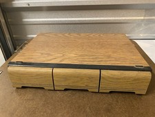 Vintage Audio Cassette Tape Storage Holder Case Wood Grain Holds 42