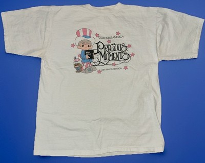 VTG Precious Moments T Shirt God Bless America 80s 90's Single Stitch July 4th