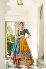 WEDDING PARTY WEAR INDIAN DESIGNER SILK LEHENGA CHOLI WITH DUPATTA FOR WOMEN