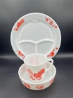 Vintage Pyrex Red Circus 3 Piece Set Plate, Bowl And Mug Children’s Set