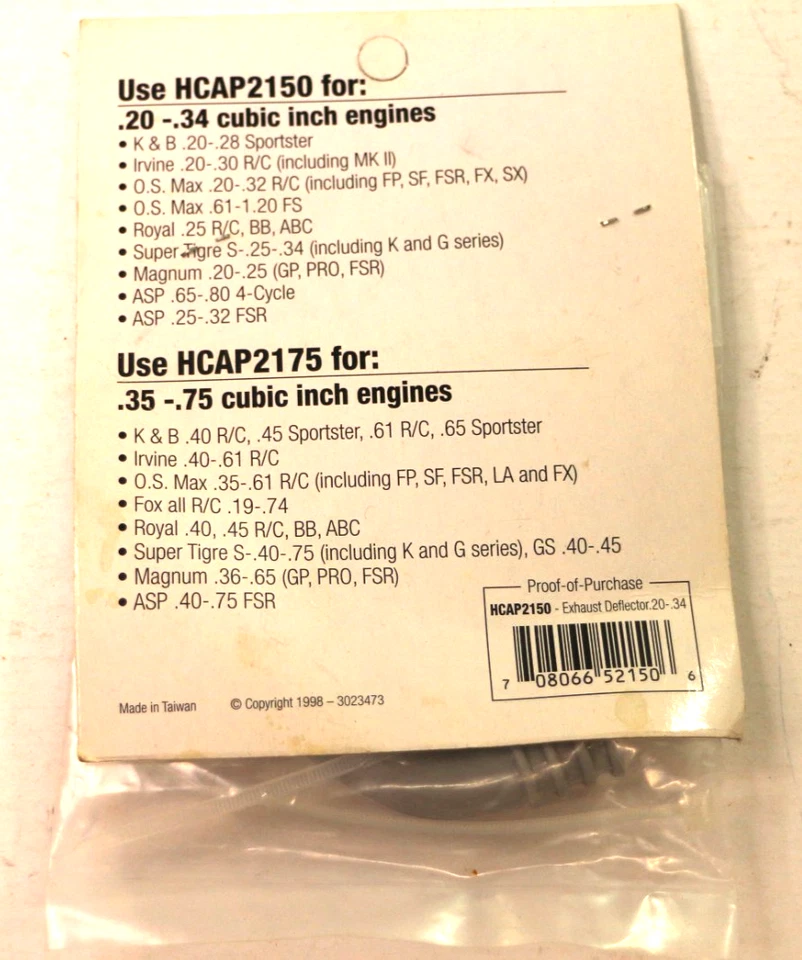 Vintage Hobbico R/C Exhaust Deflector .35-..5.5cu HCAP2150 in Engines New - Image 4 of 4