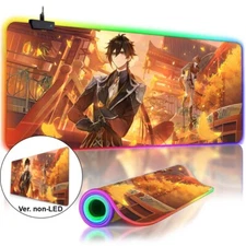 Anime Genshin Impact Zhongli LED Large Oversized Gaming Mouse Pad Keyboard Mat