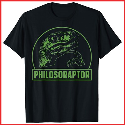 Philosoraptor Funny Philosophy Meme Velociraptor Dinosaur Black Cotton T-Shirt