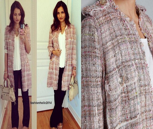 A372 ZARA MUJER FANTASÍA TWEED ROSA LARGO ORO BOTONES ABRIGO CHAQUETA BLAZER - L - Imagen 9 de 14