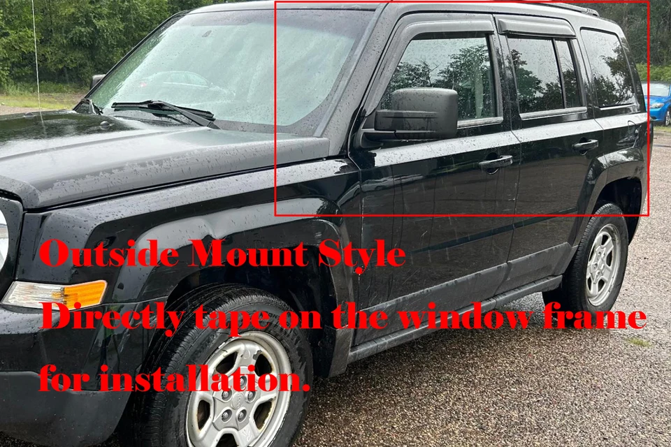 Fit 2007-2017 Jeep Patriot Window Visors Sun Vent Shade Rain Wind Guards Smoke - Изображение 3 из 4